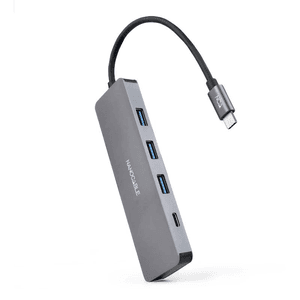 Nanocable Hub USB-C a 3xUSB3.0/H + 1xUSB-C/H Aluminio 10 cm, Gris