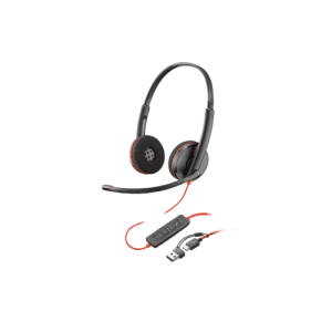 HP Poly Auriculares Poly Blackwire 3225 estéreo USB-C + conector de 3,5 mm + adaptador USB-C/A (paquete)
