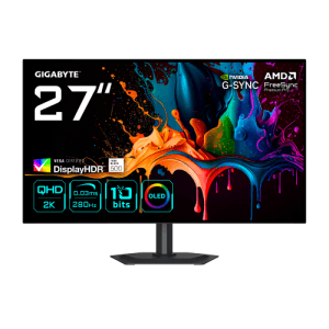 GIGABYTE MO27Q28G Monitor Gaming OLED 27" QHD - 2560 x 1440, 280Hz, 0,03ms, 335 cd/m², Display HDR True Black 500, HDMI 2.1, Di