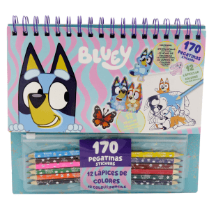 Set coloreable con pegatinas Bluey