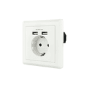 Nanocable Base de enchufe de pared tipo schuko con 2 tomas USB Max. 2.4A, blanca
