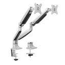 TooQ Soporte de Mesa Giratorio e Inclinable para 2 Pantallas (Monitor / TV Plasma / LCD / LED) 13” – 32”, de Dos Brazos, Plata
