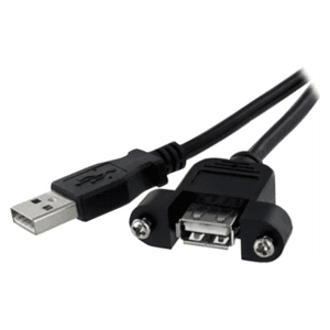 StarTech.com Cable Alargador de 30cm USB 2.0 para Montar Empotrar en Panel - Extensor Macho a Hembra USB A - Negro