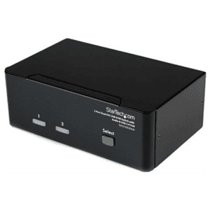StarTech.com Conmutador Switch KVM de 2 Puertos Doble Monitor DVI Audio 4 Puertos USB 1920x1200
