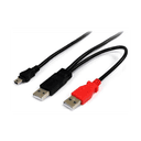 StarTech.com Cable de 1,8m USB 2.0 en Y para Discos Duros Externos - Cable Mini B a 2x USB A