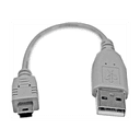 StarTech.com Cable USB de 15cm para Cámara - 1x USB A Macho - 1x Mini USB B Macho - Adaptador Gris