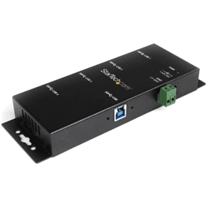 StarTech.com Hub Concentrador USB 3.0 de 4 Puertos - 5Gbps - Ladrón USB-A Industrial de Metal - de Montaje en Carril DIN, Pared 