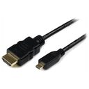 StarTech.com Cable de 2m Micro HDMI a HDMI con Ethernet - Vídeo de 4K a 30Hz - Cable Adaptador Conversor Micro HDMI Tipo D de al
