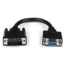 StarTech.com Adaptador Conversor de 20cm DVI-I a VGA - DVI-I Macho - HD15 Hembra - Cable Convertidor Negro