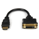 StarTech.com Adaptador de 20cm HDMI a DVI - DVI-D Hembra - HDMI Macho - Cable Conversor de Vídeo - Negro