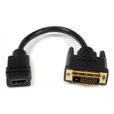 StarTech.com Adaptador de 20cm HDMI a DVI - DVI-D Macho - HDMI Hembra - Cable Conversor de Vídeo - Negro