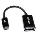 StarTech.com Cable Adaptador de 12cm Micro USB Macho a USB A Hembra OTG para Tablets Smartphones - Negro