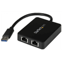 StarTech.com Adaptador Tarjeta de Red NIC Externa USB 3.0 2 Puertos Gigabit Ethernet RJ45 y Puerto USB