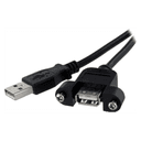 StarTech.com Cable de 91cm USB 2.0 para Montar Empotrar en Panel - Extensor Macho a Hembra USB A - Negro