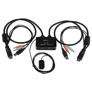 StarTech.com Conmutador Switch KVM 2 puertos HDMI USB Audio con Cables Integrados - 1080p