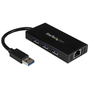 StarTech.com Hub USB 3.0 de Aluminio con Cable - 5Gbps - Concentrador de 3 Puertos USB con Adaptador de Red Ethernet Gigabit