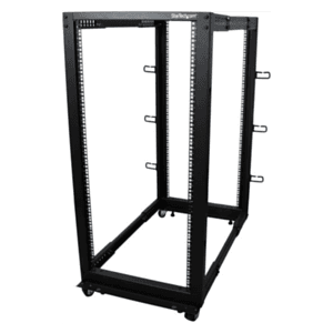 StarTech.com Rack 25U Móvil de Marco Abierto de 4 Columnas para Servidores - Rack de Cuatro Columnas 19 Pulgadas para Equipo de 