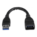StarTech.com Cable de 15cm Extensor USB 3.0 - Alargador USB 3.0 SuperSpeed Negro