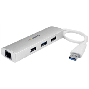 StarTech.com Hub Ladrón USB 3.0 de 3 Puertos con Adaptador de Red Ethernet Gigabit - Hub Concentrador USB-A - Alimentado por el 