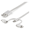 StarTech.com Cable Trenzado de 1m USB a Lightning USB-C y Micro USB - Cable Cargador para Teléfono Móvil iPhone iPad Tablet