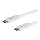 StarTech.com Cable de 2m USB-C a USB-C con capacidad para Entrega de Alimentación de 5A - USB TipoC - Cable de Carga USBC - Blan