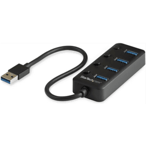 StarTech.com Hub Ladrón USB 3.0 4 Puertos - USB-A a USB 3.0 Tipo A con Interruptores Individuales de Encendido/Apagado - USB 3.2