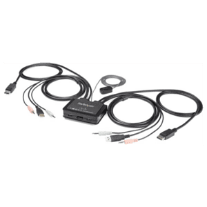 StarTech.com Switch Conmutador KVM de 2 Puertos DisplayPort 4K60Hz con Cables Incorporados