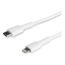 StarTech.com Cable Resistente USB-C a Lightning de 1 m Blanco - Cable de Sincronización y Carga USB Tipo C a Lightning con Fibra