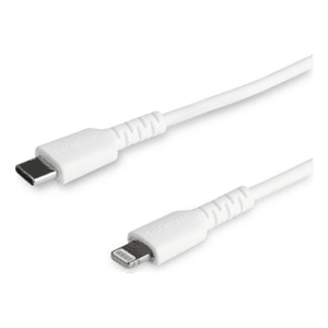 StarTech.com Cable Resistente USB-C a Lightning de 1 m Blanco - Cable de Sincronización y Carga USB Tipo C a Lightning con Fibra