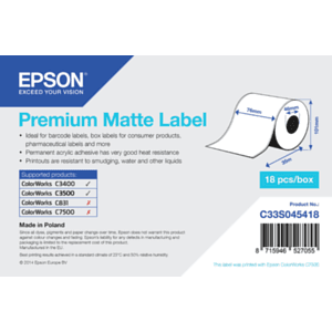Epson Rollo continuo de Premium Matte Label, 76 mm x 35 m