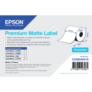 Epson Rollo continuo de Premium Matte Label, 102 mm x 35 m