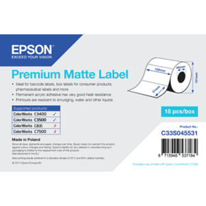 Epson Premium Matte Label - Die-cut Roll: 102mm x 51mm, 650 labels