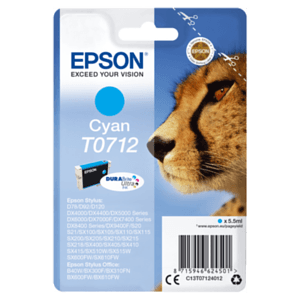 Epson Cheetah Singlepack Cyan T0712 DURABrite Ultra Ink