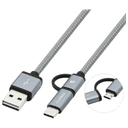 CoolBox COO-CAB-U2MC-GR cable USB 1 m 2.0 USB A USB C/Micro-USB B Gris