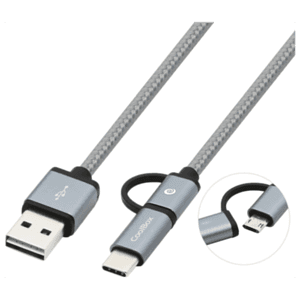 CoolBox COO-CAB-U2MC-GR cable USB 1 m 2.0 USB A USB C/Micro-USB B Gris
