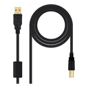 Nanocable USB 2.0 Impresora HQ Ferrite TIPO AM BM NEGRO 5m  Cable