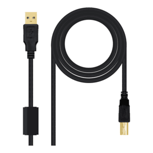 Nanocable USB 2.0 Impresora HQ Ferrite TIPO AM BM NEGRO 5m  Cable