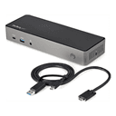 StarTech.com Dock USB-C y USB-A - Docking Station Híbrida Universal para Tres Monitores DisplayPort y HDMI 4K de 60Hz - Dock Sta