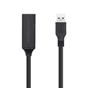 AISENS 3.0 Prolongador Con Amplificador, Tipo A/M-A/H, Negro, 5.0m