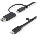 StarTech.com Cable USB-C de 1m con Llave Adaptador (Dongle) a USB-A - Cable Híbrido USB Tipo C a USBC (10Gbps y PD de 100W) o US
