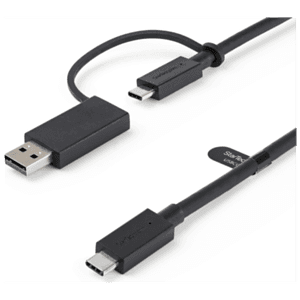 StarTech.com Cable USB-C de 1m con Llave Adaptador (Dongle) a USB-A - Cable Híbrido USB Tipo C a USBC (10Gbps y PD de 100W) o US