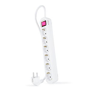 Nanocable 6 Enchufes 1.4m - Interruptor - Blanco - Regleta