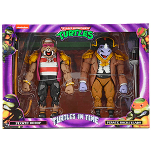 Set 2 figuras Pirate Rocksteady y Bebop Tortugas Ninja Turtles in Time 18cm