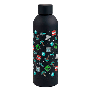 Botella soft touch de acero inoxidable Minecraft negra de 500 ml