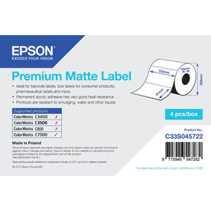 Epson Premium Matte Label - Die-cut Roll: 102mm x 51mm, 2310 labels