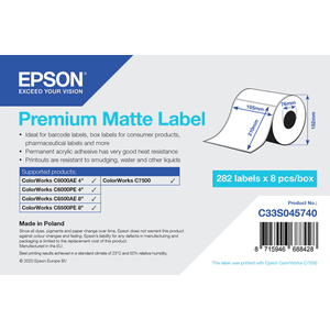 Epson Premium Matte Label - Die-Cut Roll: 105mm x 210mm, 282 labels