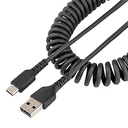 StarTech.com Cable de 50cm de Carga USB A a USB C, Cable USB Tipo C Rizado de Carga Rápida y Servicio Pesado, Cable USB 2.0 A a 