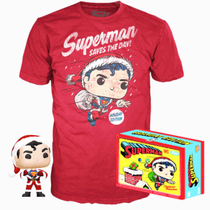 Set figura POP Tee DC Comics Superman Exclusive Flocked Talla XL
