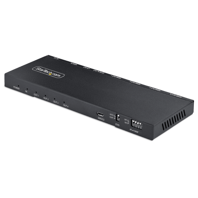 StarTech.com Splitter Divisor HDMI de 4 Puertos, Vídeo HDMI 2.0 de 4K a 60Hz, Multiplicador HDMI 4K con Escalador incorporado, H