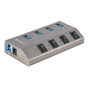 StarTech.com Hub USB-C Autoalimentado de 4 puertos con Interruptores Individuales - Concentrador USB 3.0 a 5 Gbps con Fuente de 
